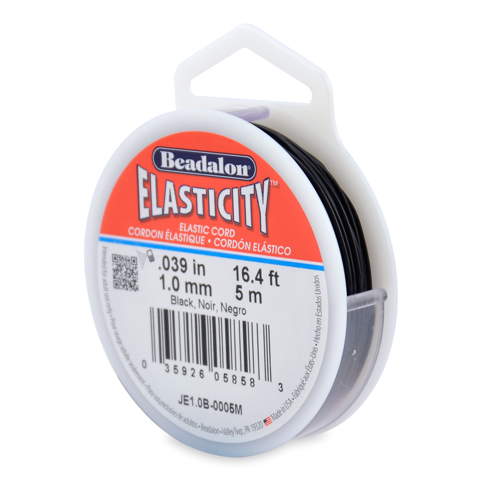 elasticity elastic cord black - diameter 1mm - 5mt spool | 1pc