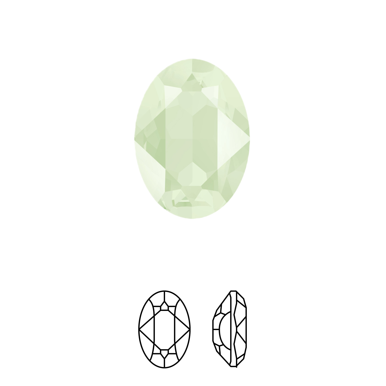 oval fancy stone (4120) crystal powder green 14x10mm | 1pc