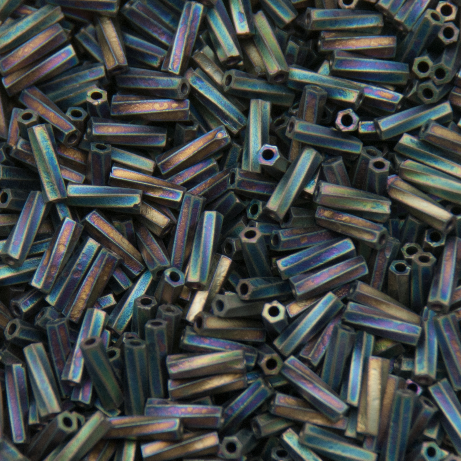 bugle twisted miyuki beads 6mm - matte black ab (401fr) | 10gr