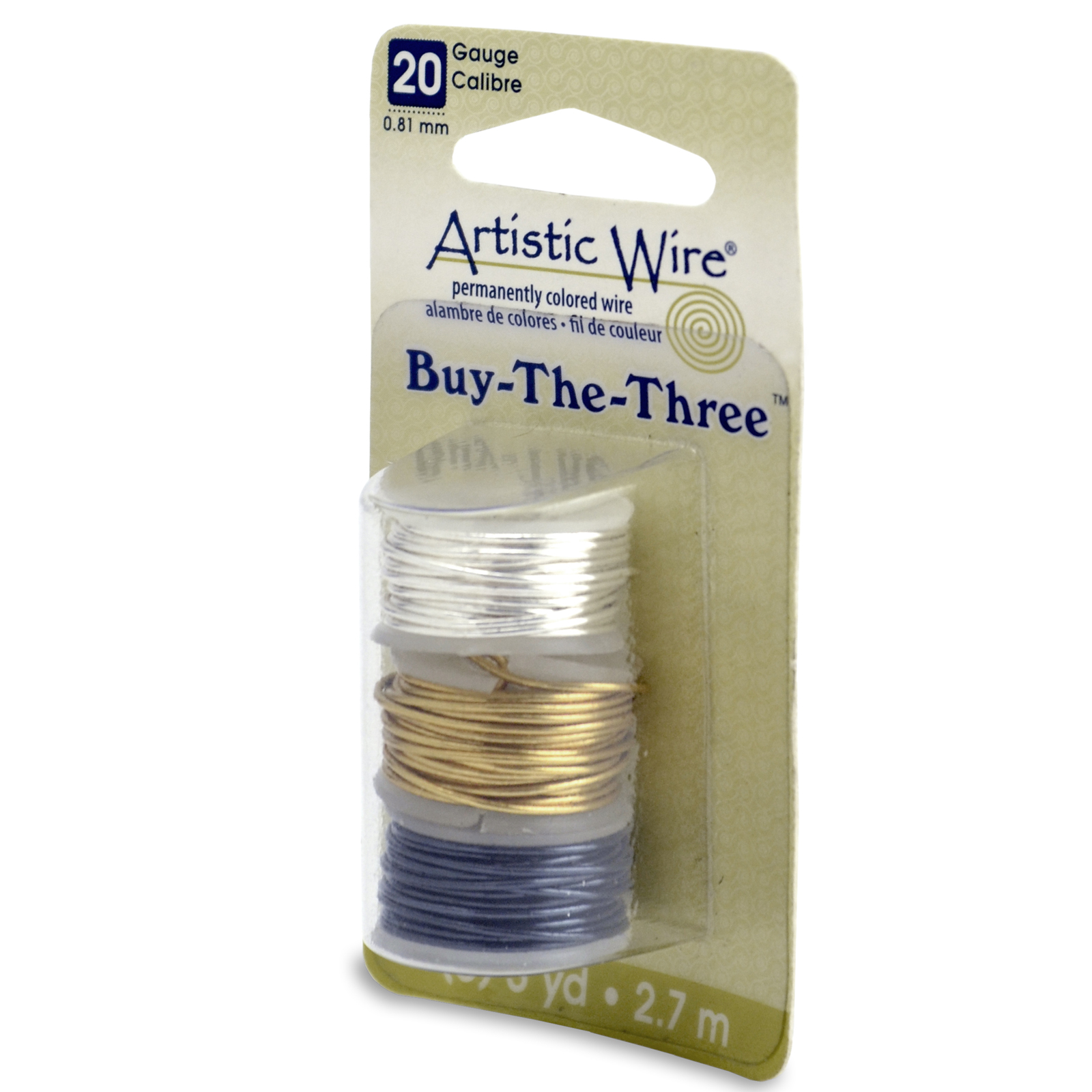 tris mix artistic wire silver, brass, hematite - diameter 0,81mm - 2,7 mt x 3 spool | 1pc