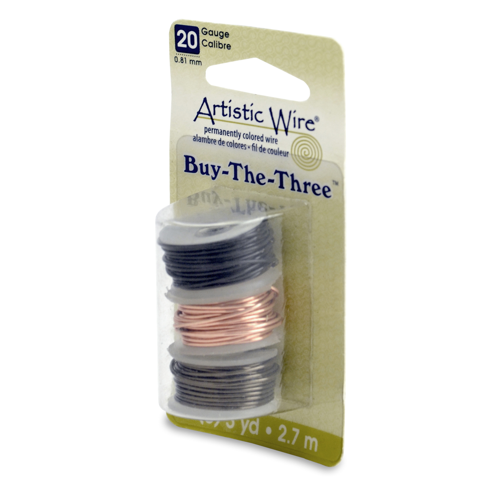 tris mix artistic wire black, natural, antique brass - diameter 0,81mm - 2,7 mt x 3 spool | 1pc