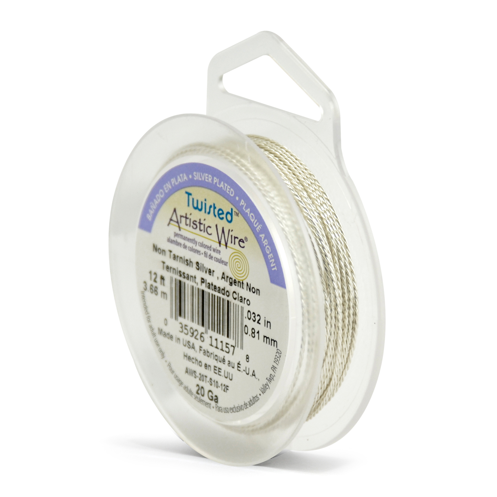 silver twisted artistic wire - diameter 0,81mm - 3,66mt spool | 1pc