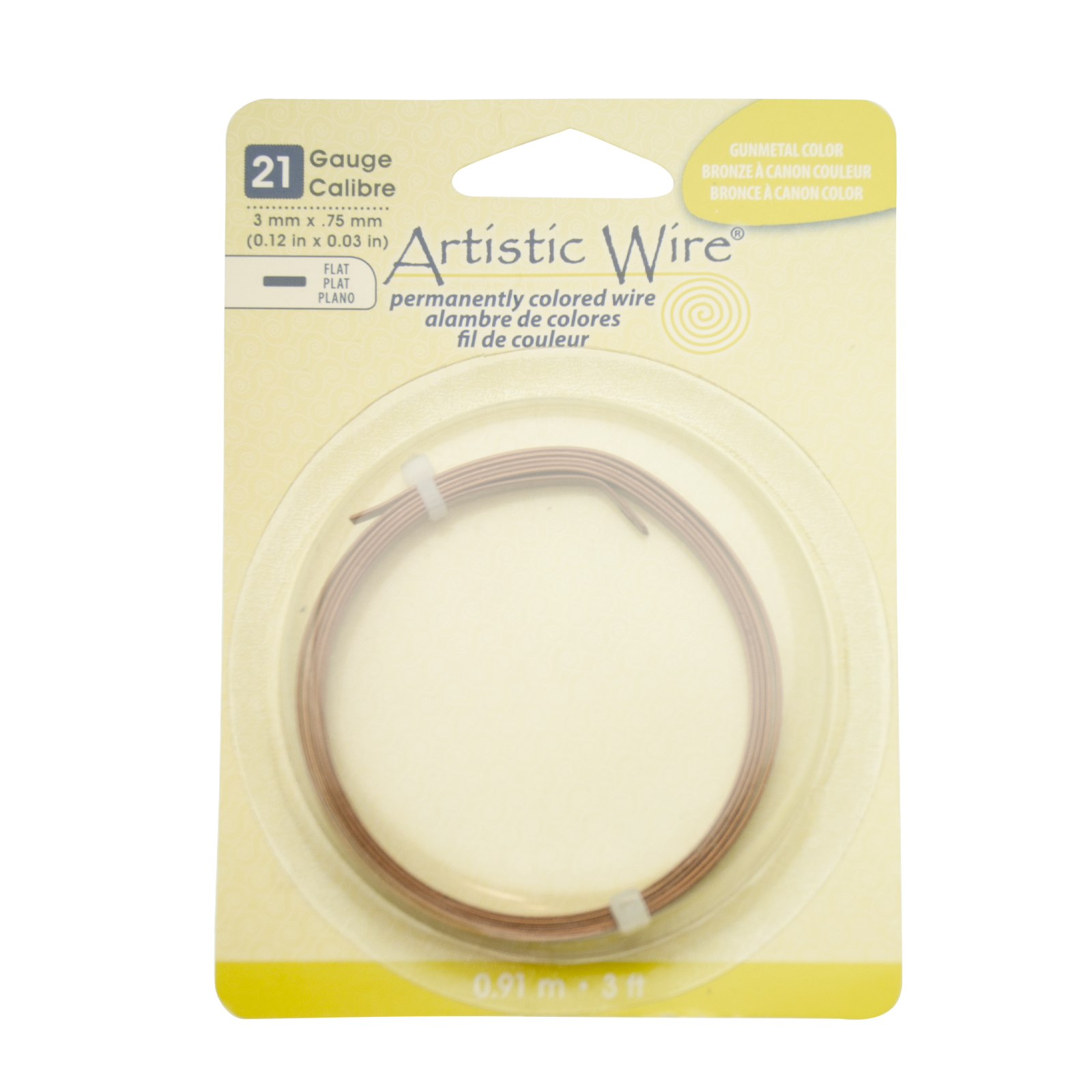 gunmetal flat artistic wire - 3mm x 0,75mm - 0,91mt spool | 1pc
