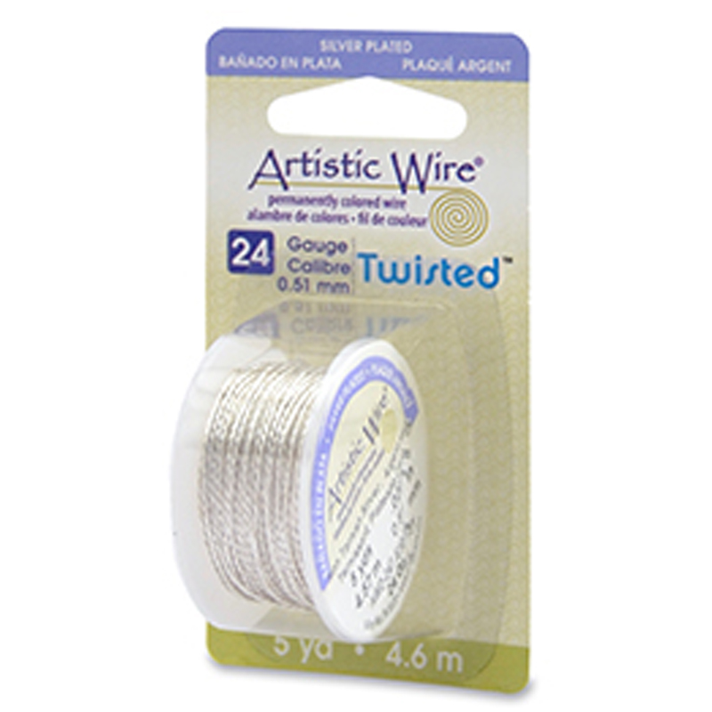 silver twisted artistic wire - diameter 0,51mm - 4,5mt spool | 1pc