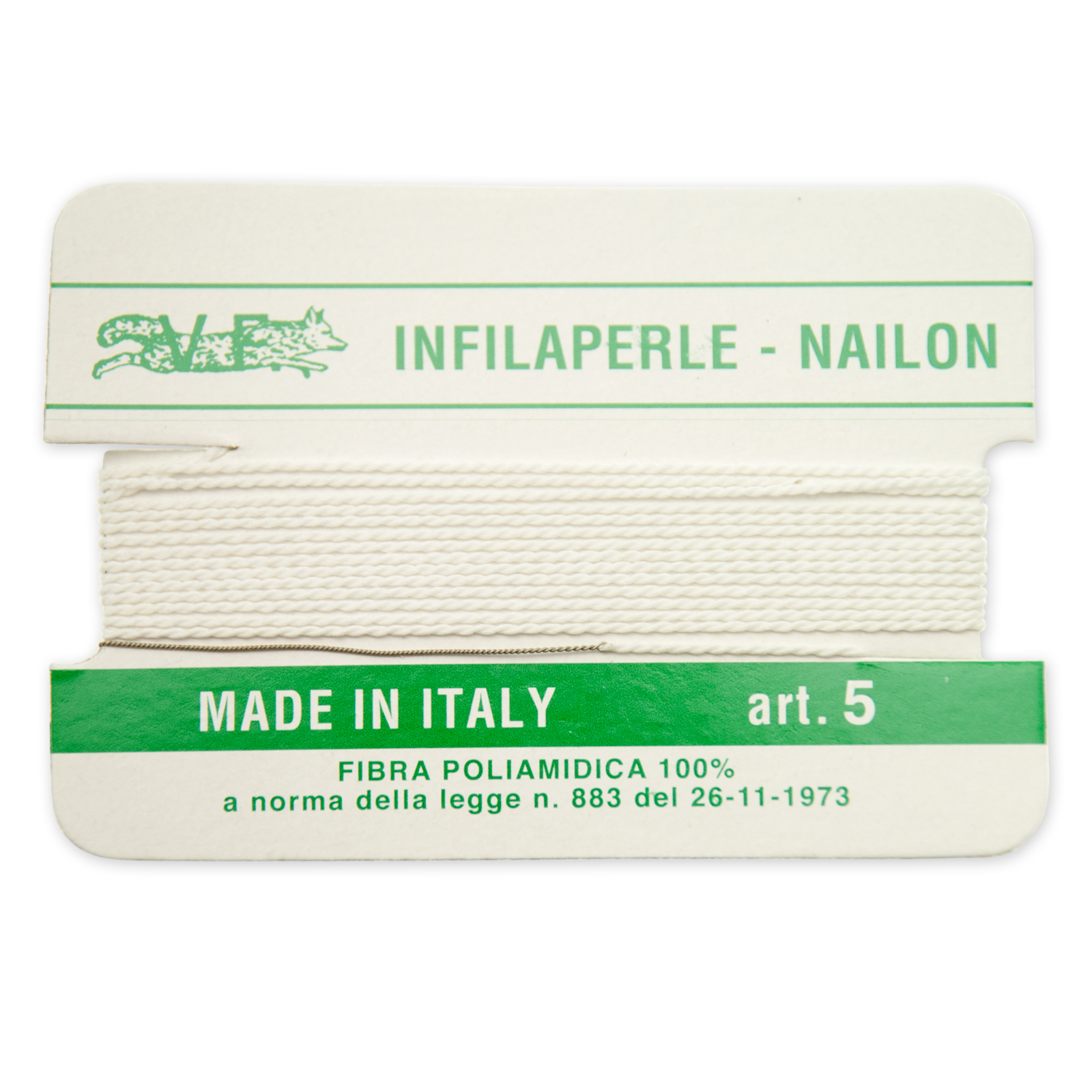 white nylon thread with needle - size 5 (diameter 0,7mm) - 2mt aprox. | 2pc