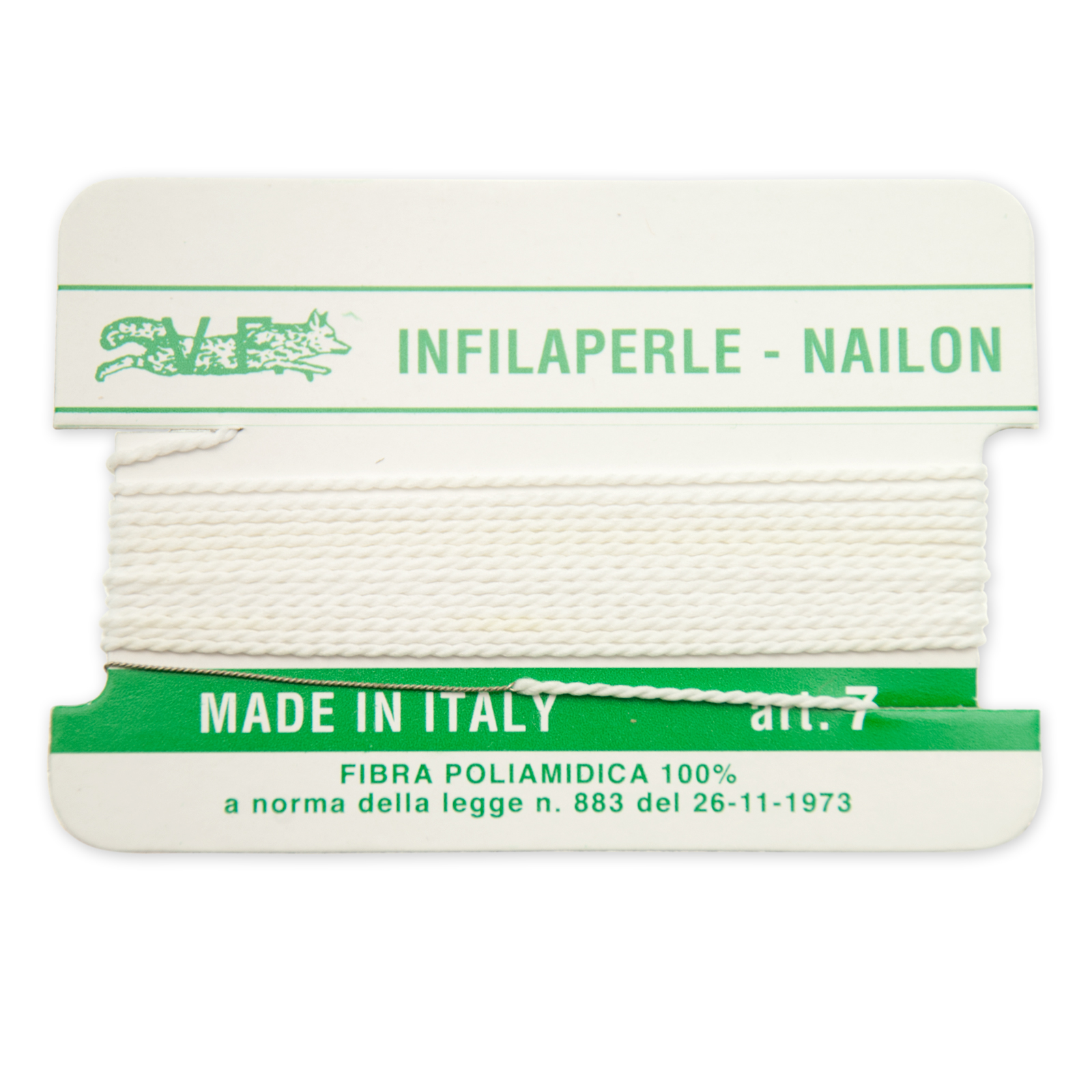 white nylon thread with needle - size 7 (diameter 0,9mm) - 2mt aprox. | 2pc