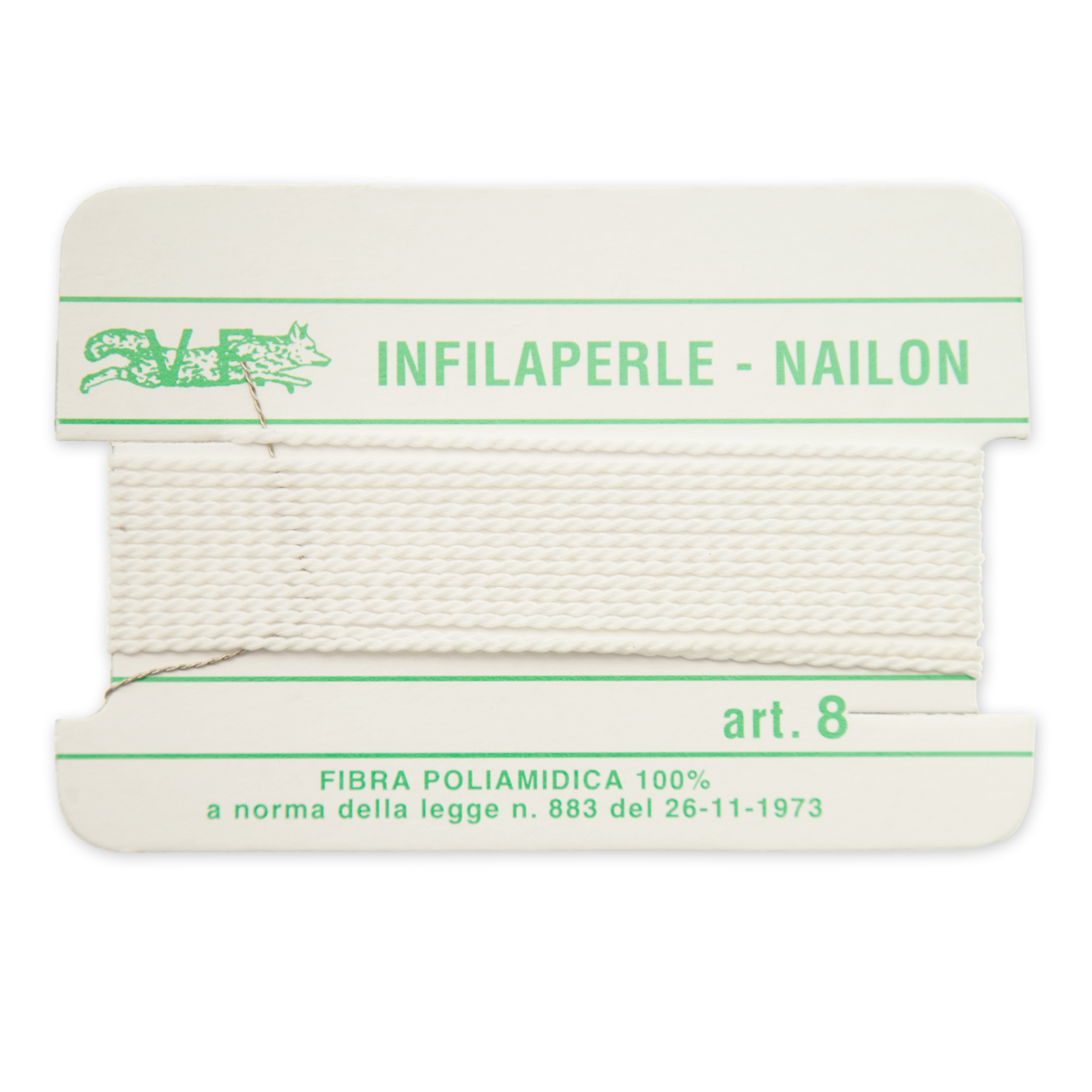 white nylon thread with needle - size 8 (diameter 1mm) - 2mt aprox. | 2pc