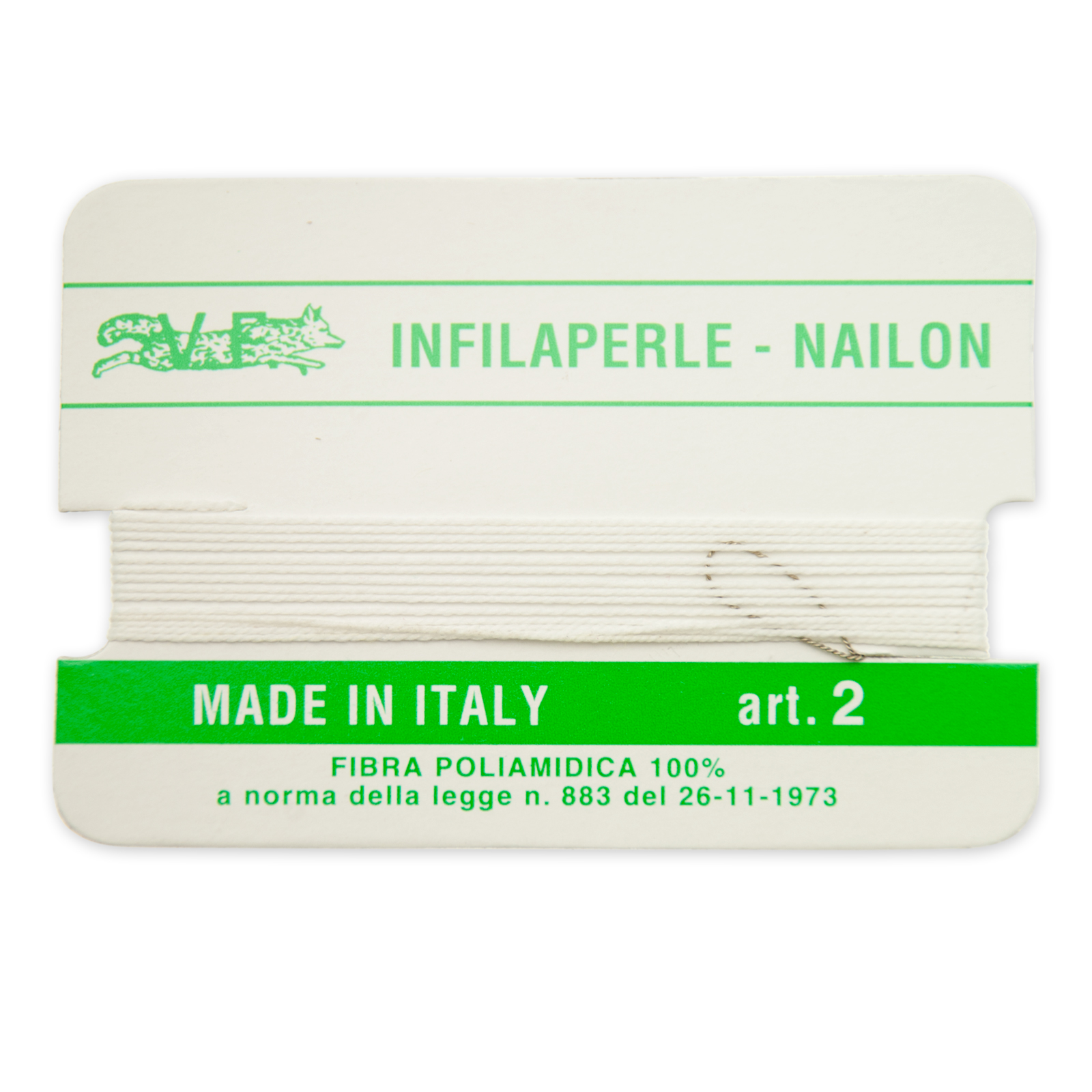 white nylon thread with needle - size 2 (diameter 0,4mm) - 2mt aprox. | 2pc