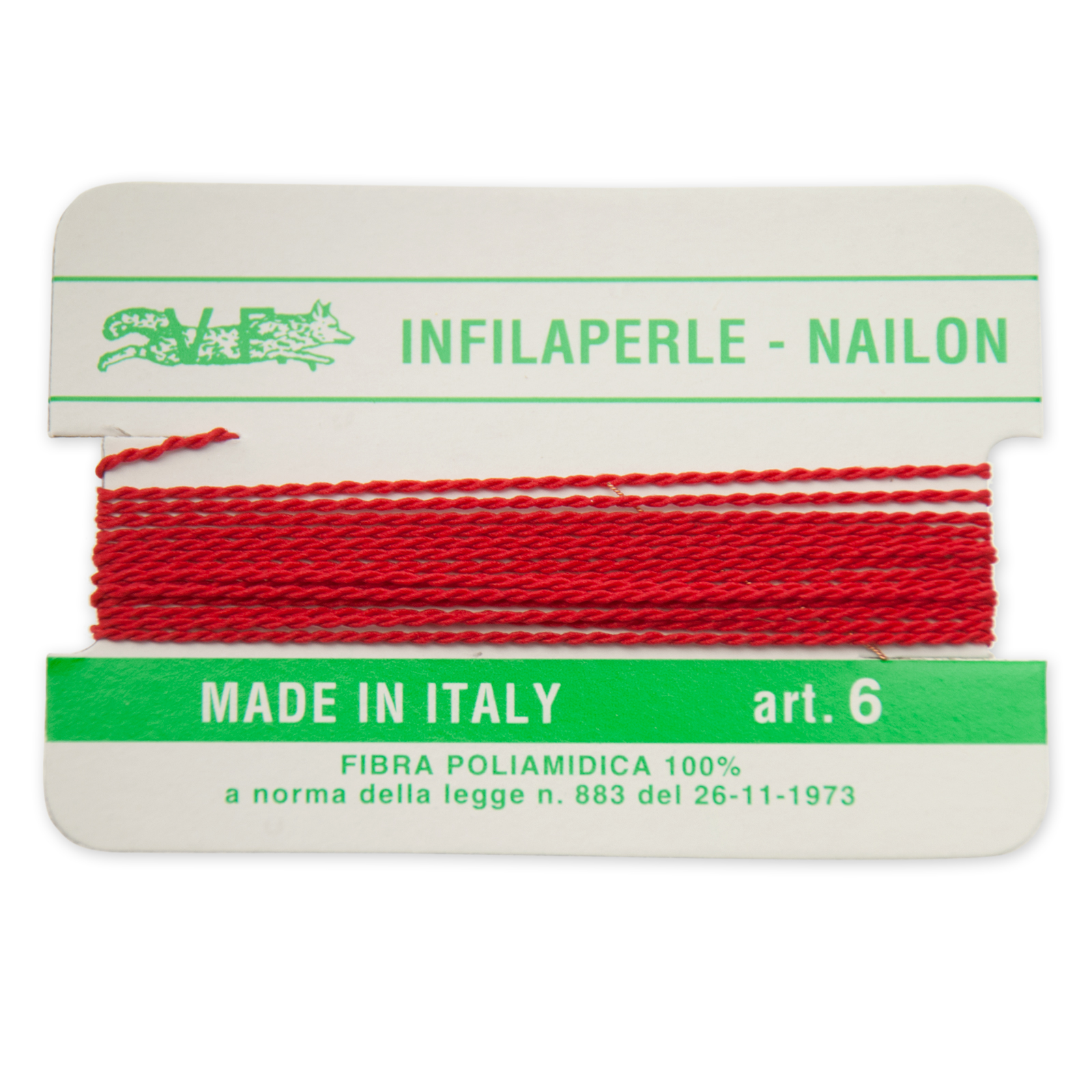 red nylon thread with needle - size 6 (diameter 0,8mm) - 2mt aprox. | 2pc