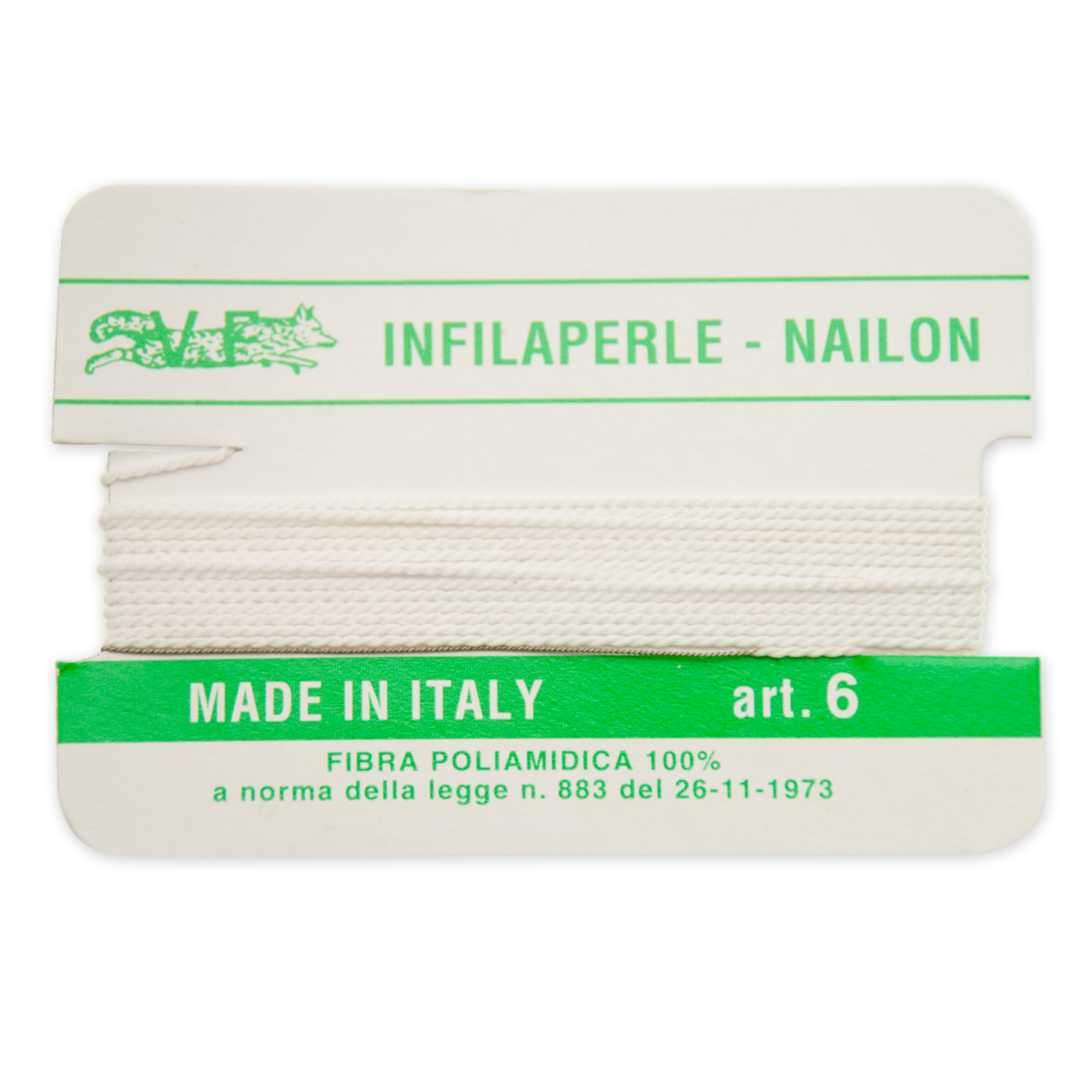 white nylon thread with needle - size 6 (diameter 0,8mm) - 2mt aprox. | 2pc