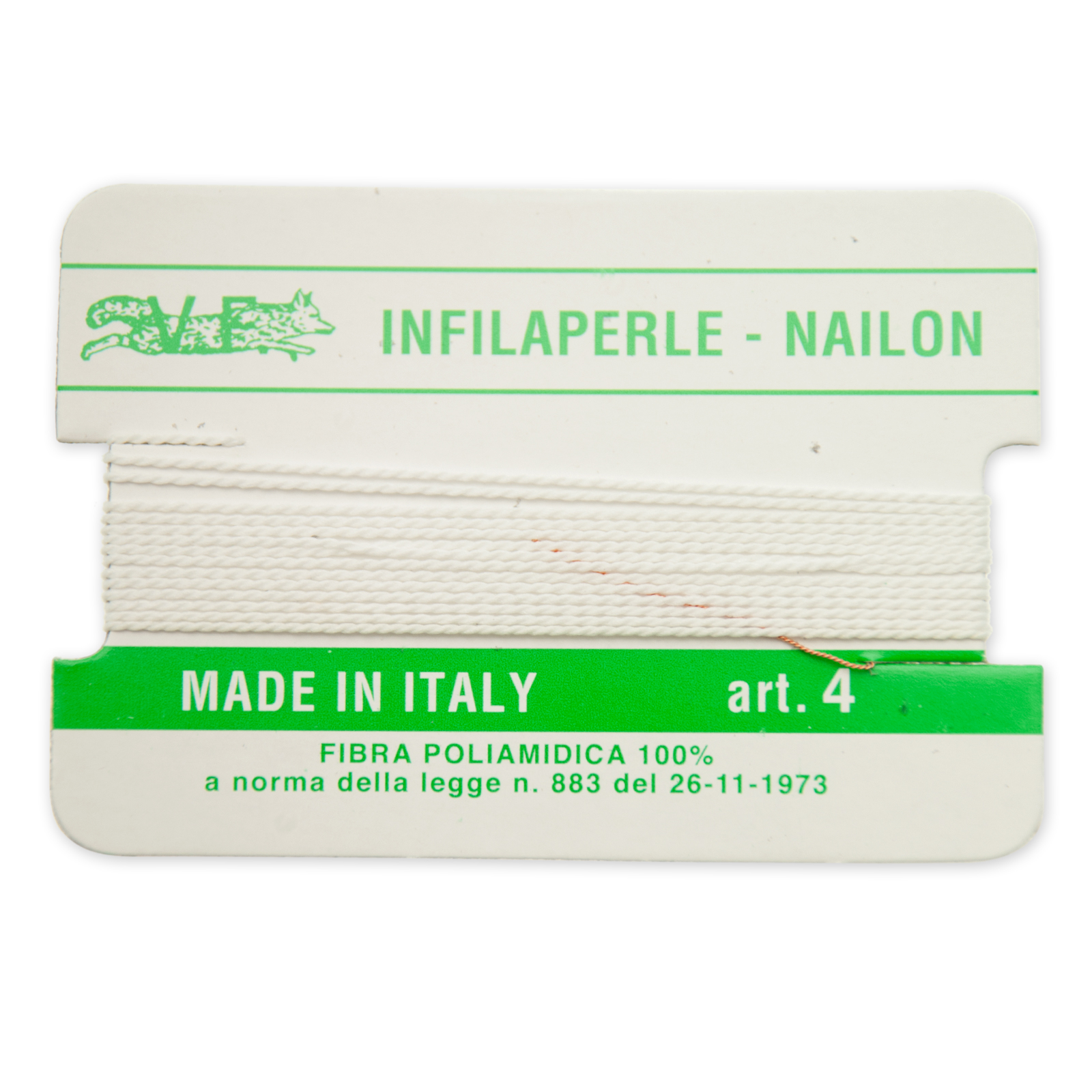 white nylon thread with needle - size 4 (diameter 0,6mm) - 2mt aprox. | 2pc