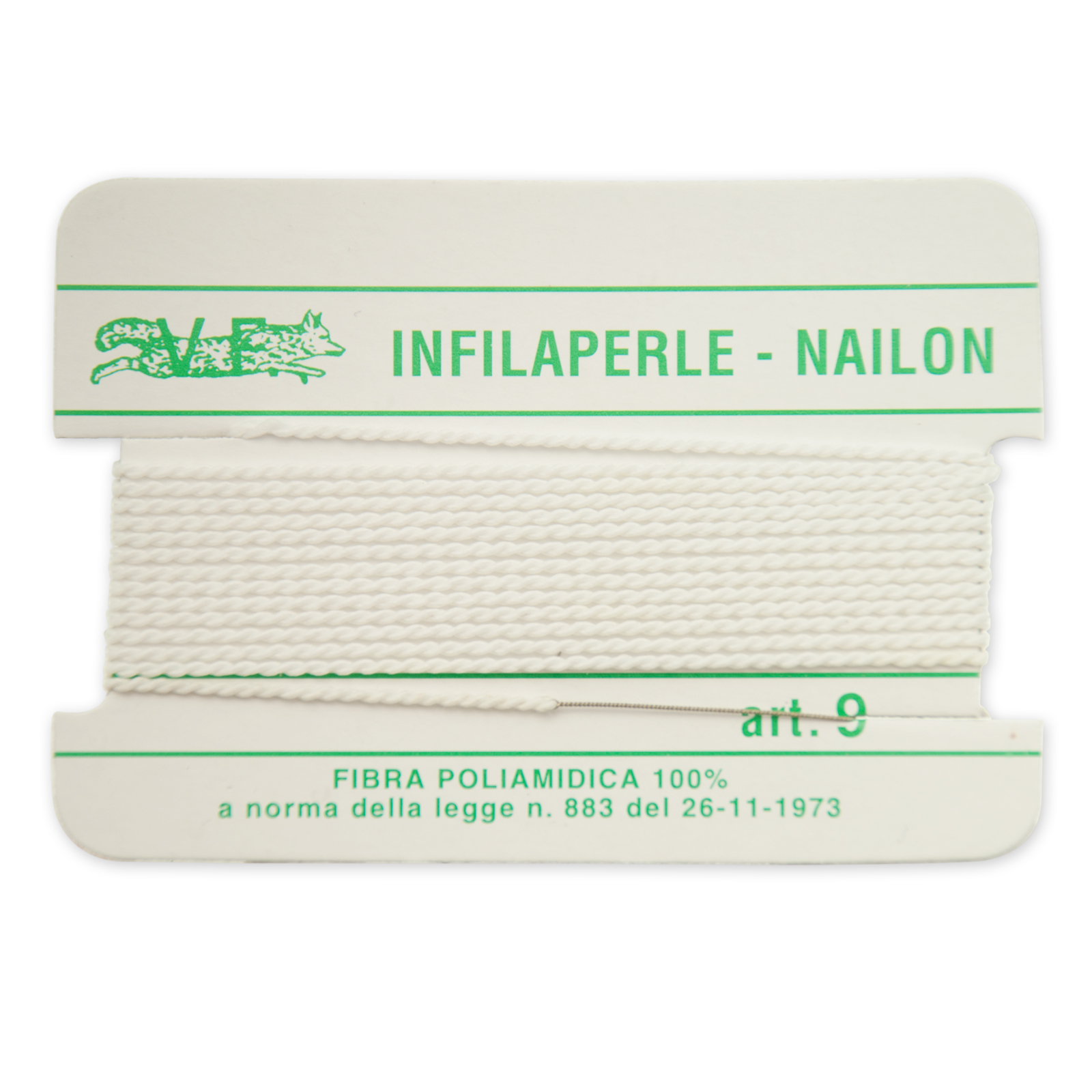 white nylon thread with needle - size 9 (diameter 1,1mm) - 2mt aprox. | 2pc