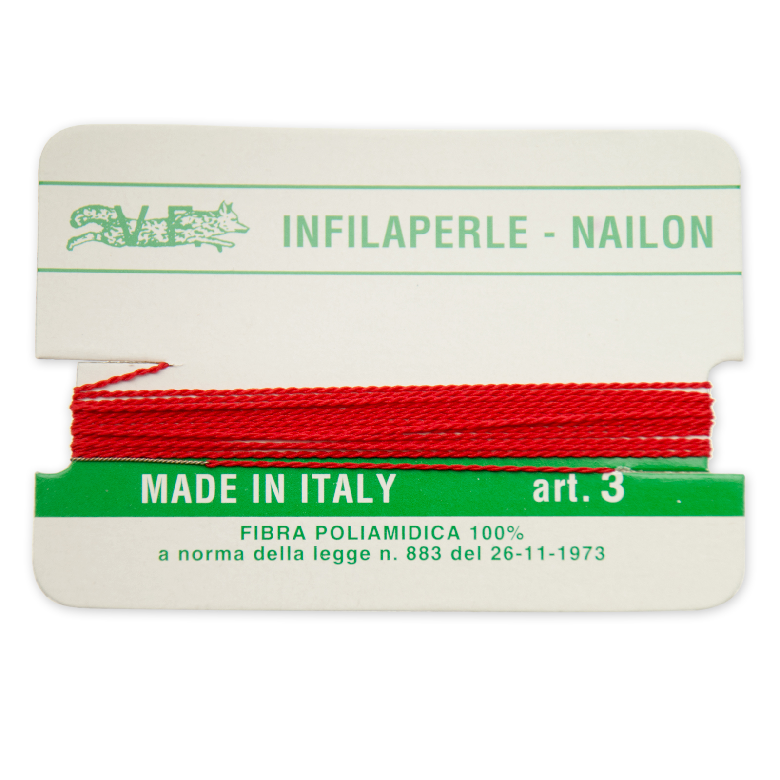 red nylon thread with needle - size 3 (diameter 0,5mm) - 2mt aprox. | 2pc