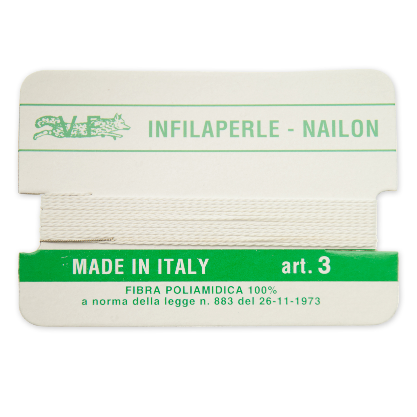 white nylon thread with needle - size 3 (diameter 0,5mm) - 2mt aprox. | 2pc