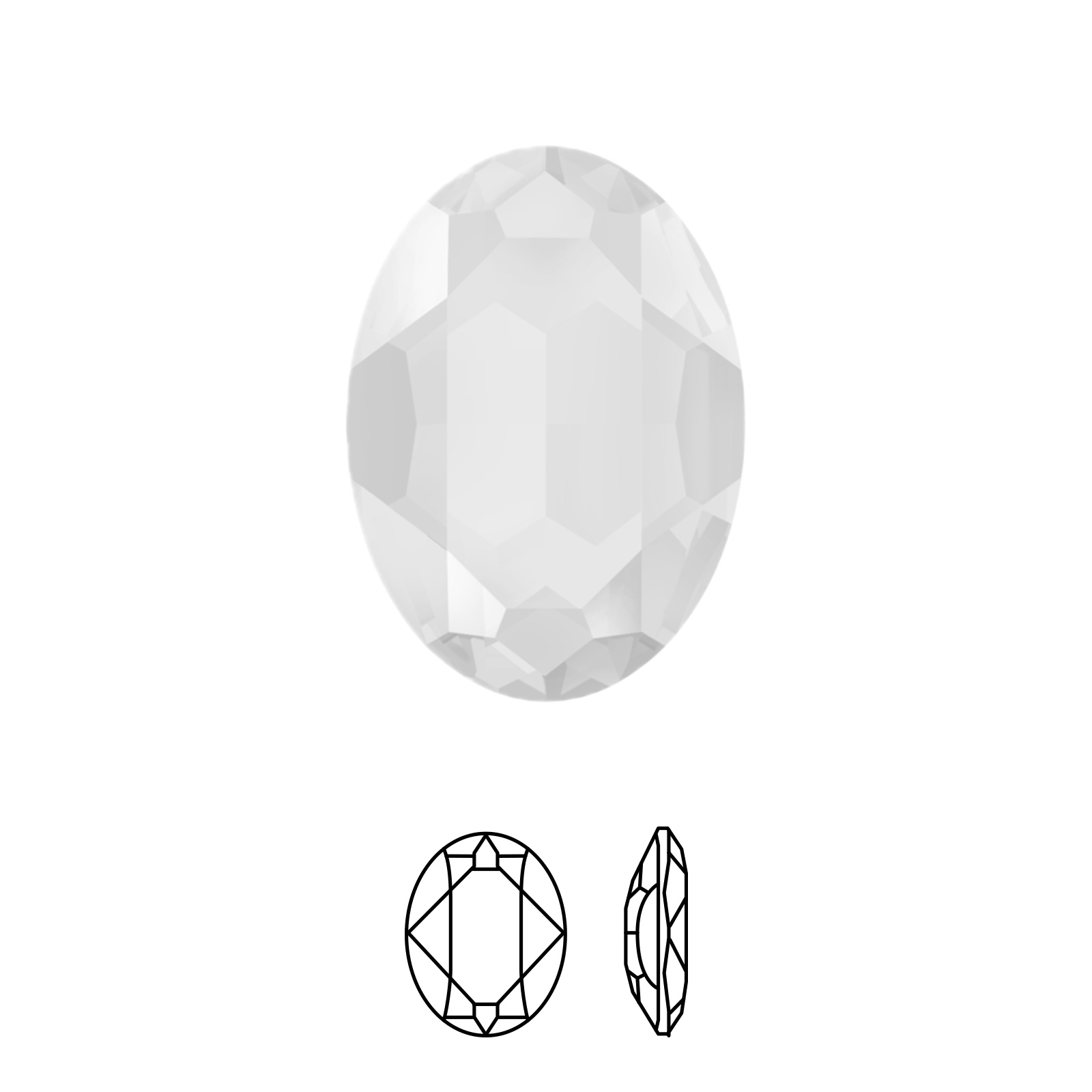 oval fancy stone (4127) crystal powder grey 30x22mm | 1pc