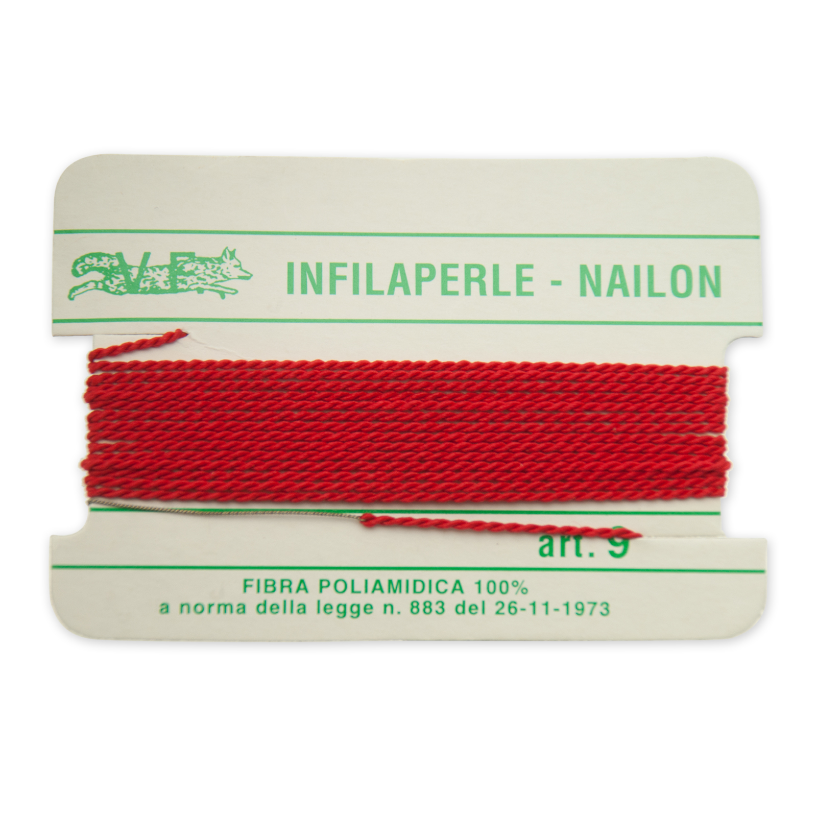 red nylon thread with needle - size 9 (diameter 1,1mm) - 2mt aprox. | 2pc