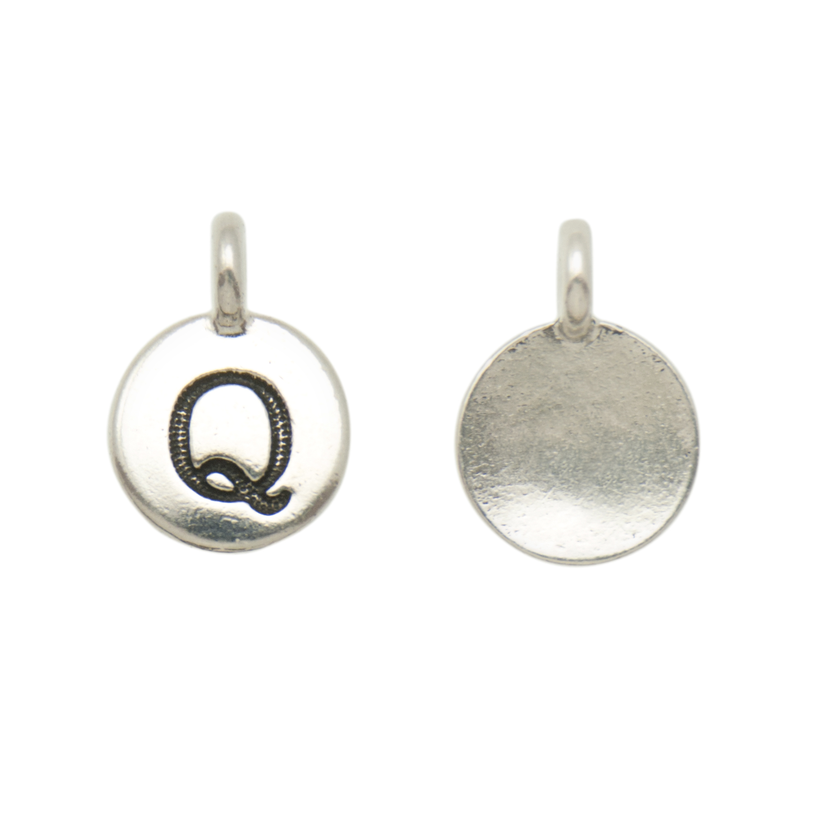 antique silver plated alphabet charm letter q | 1pc
