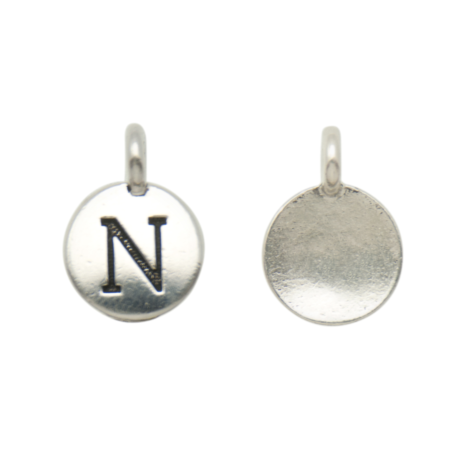 antique silver plated alphabet charm letter n | 1pc