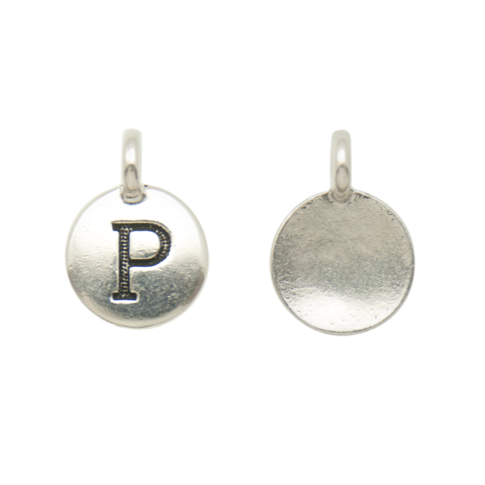 antique silver plated alphabet charm letter p | 1pc