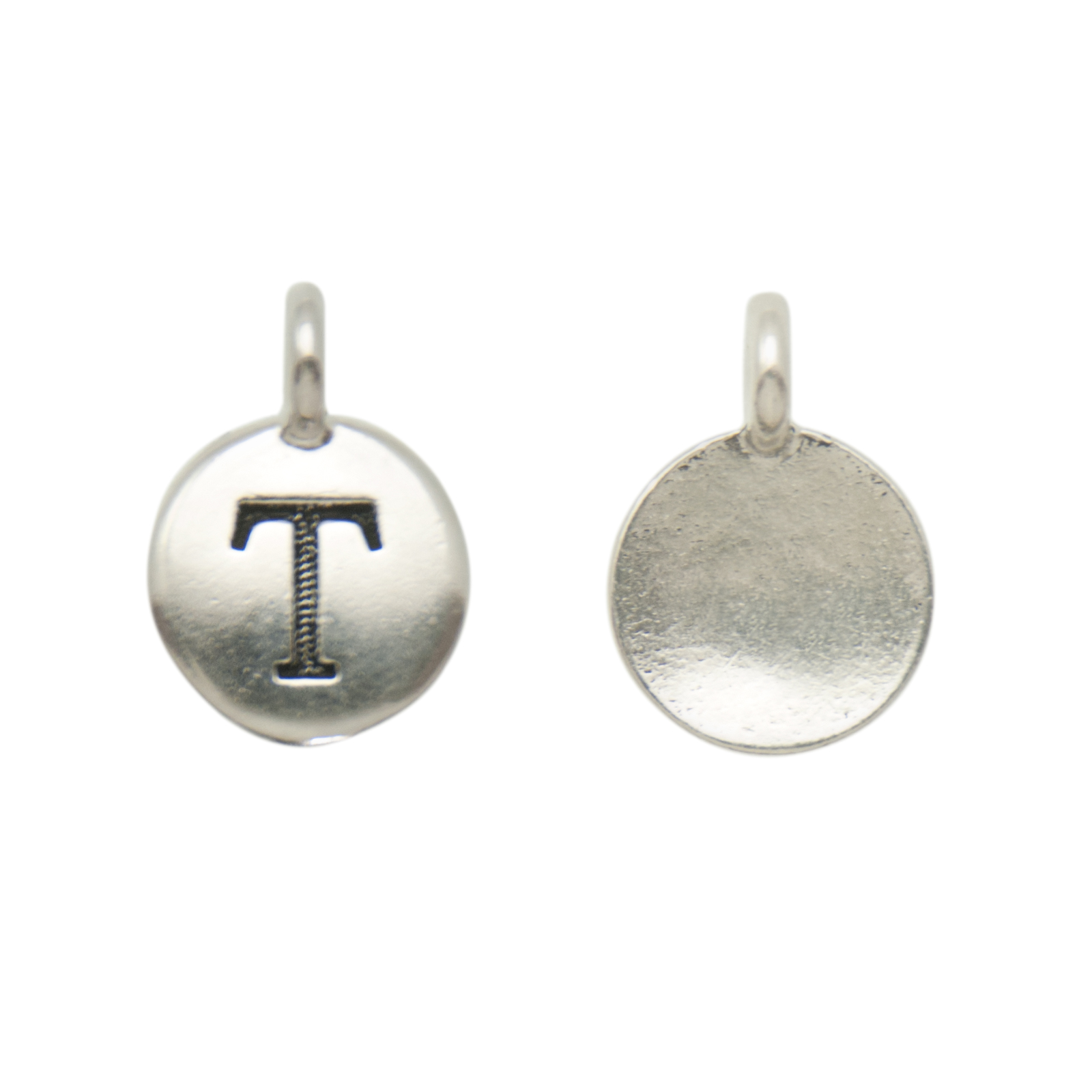antique silver plated alphabet charm letter t | 1pc
