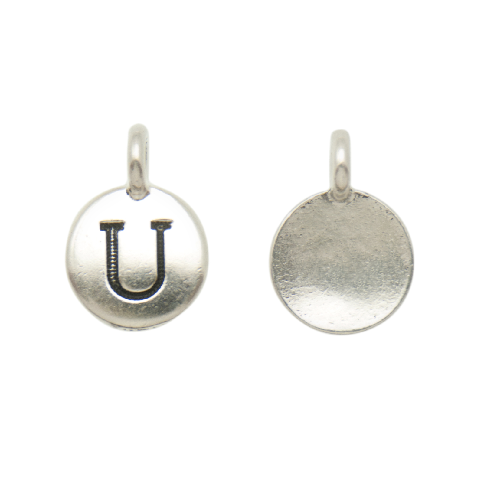 antique silver plated alphabet charm letter u | 1pc
