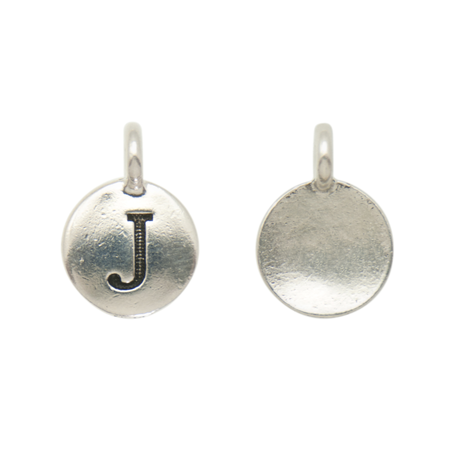 antique silver plated alphabet charm letter j | 1pc