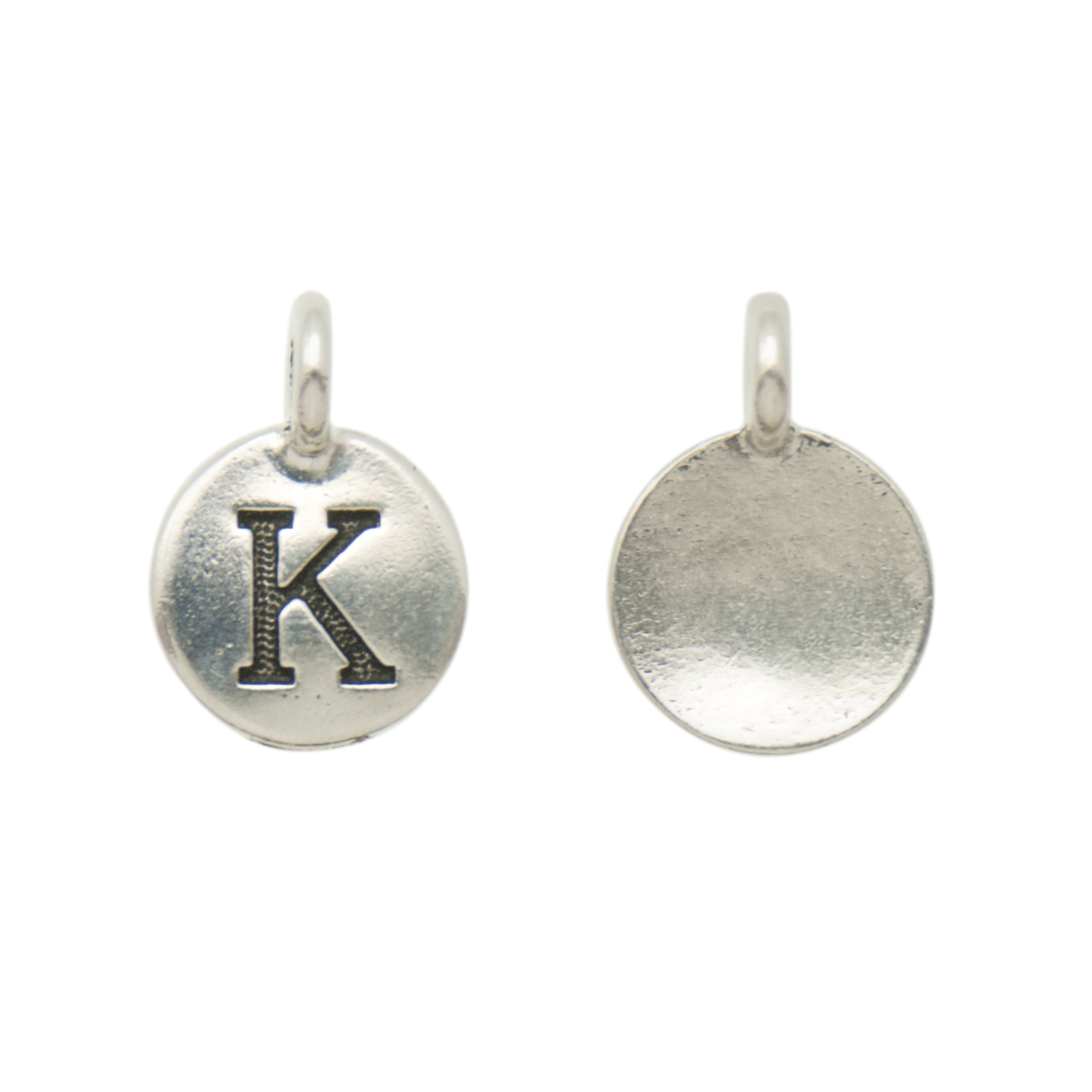 antique silver plated alphabet charm letter k | 1pc