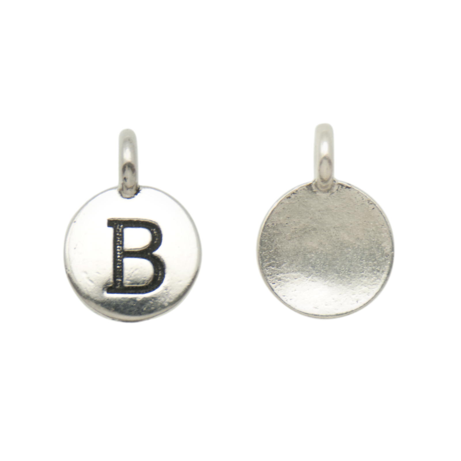 antique silver plated alphabet charm letter b | 1pc