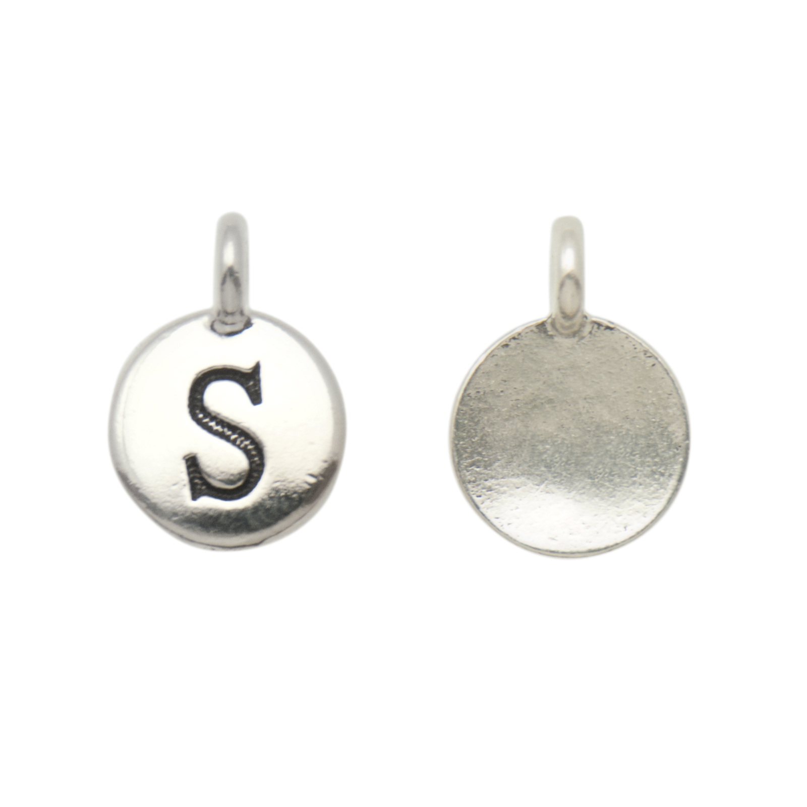 antique silver plated alphabet charm letter s | 1pc