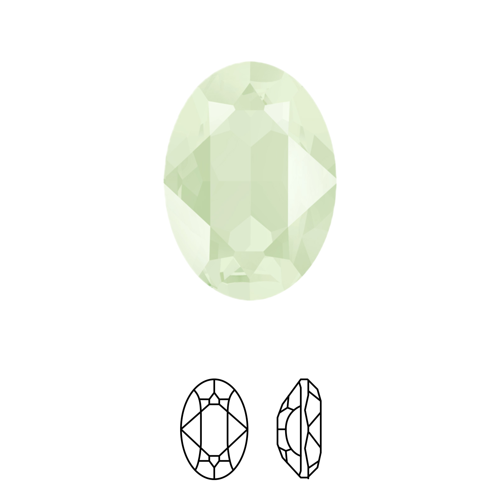 oval fancy stone (4120) crystal powder green 18x13mm | 1pc