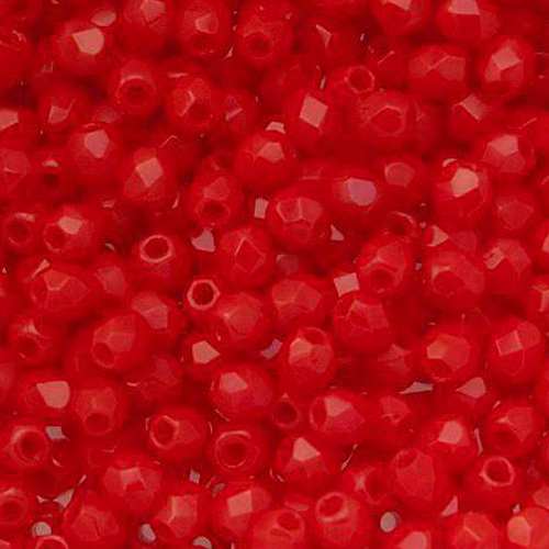 böhmische glasschliffperlen opaque red 4mm | 50st