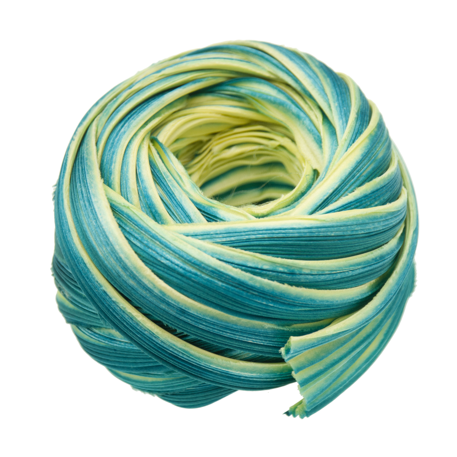 silk shibori ribbon - yellow with blaue | 10cm
