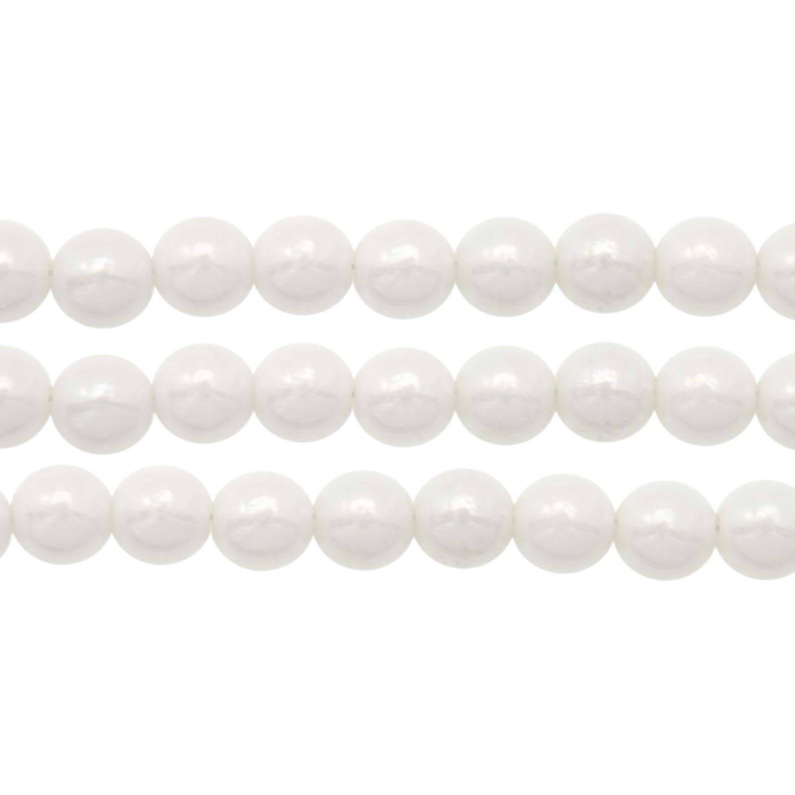 czech glass druk beads - opaque luster white round 6mm | 50pc