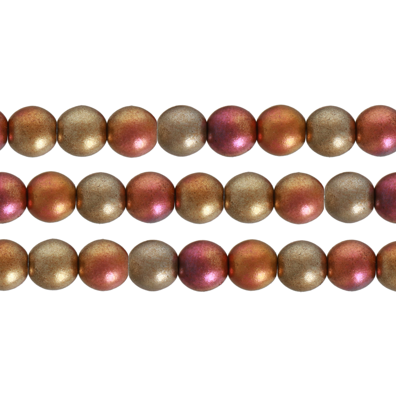czech glass druk beads - crystal orange rainbow round 6mm | 50pc