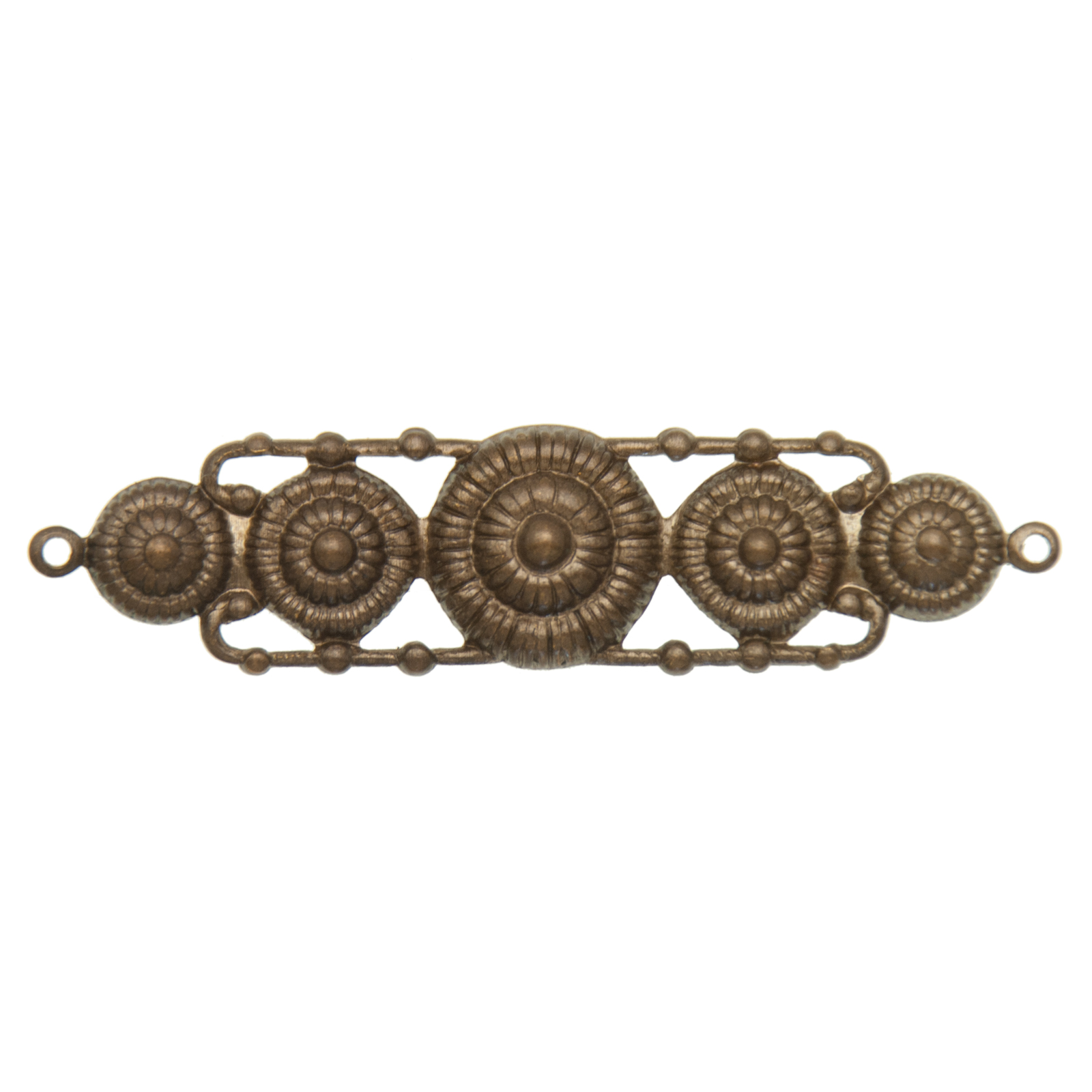 vintaj natural brass rowed medallions link 53x15mm | 1pc