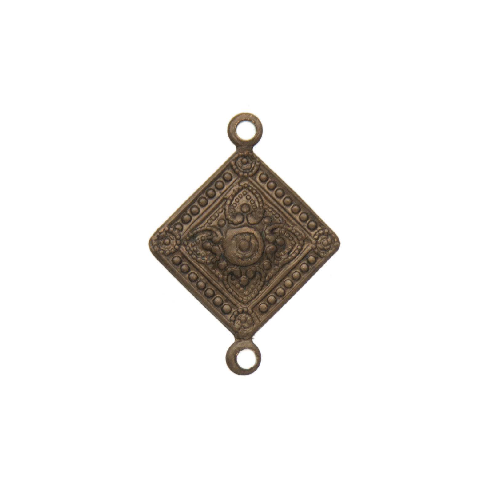 vintaj natural brass embossed rhombus link 21x15mm | 1pc