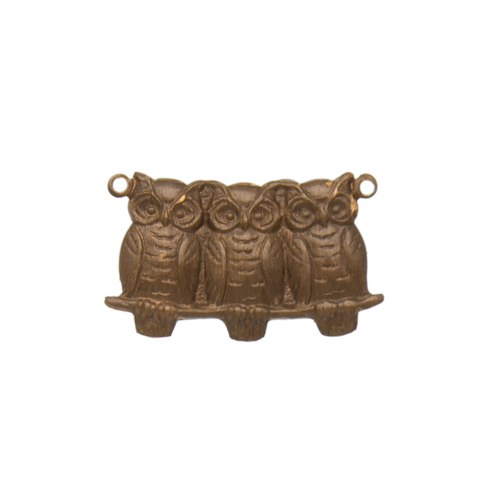 vintaj natural brass perched owls link 22x11mm | 1pc