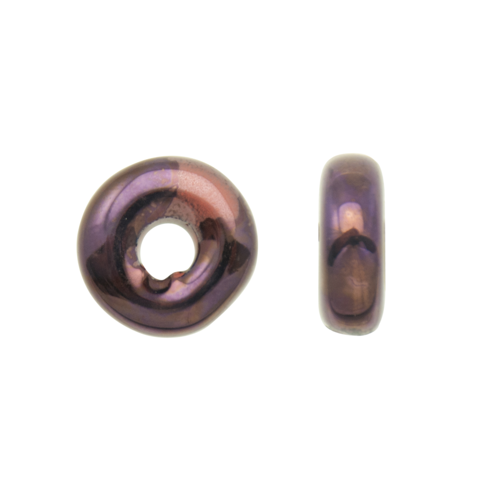 metallic amethyst splash ceramic roundelles 16x5mm | 2pc