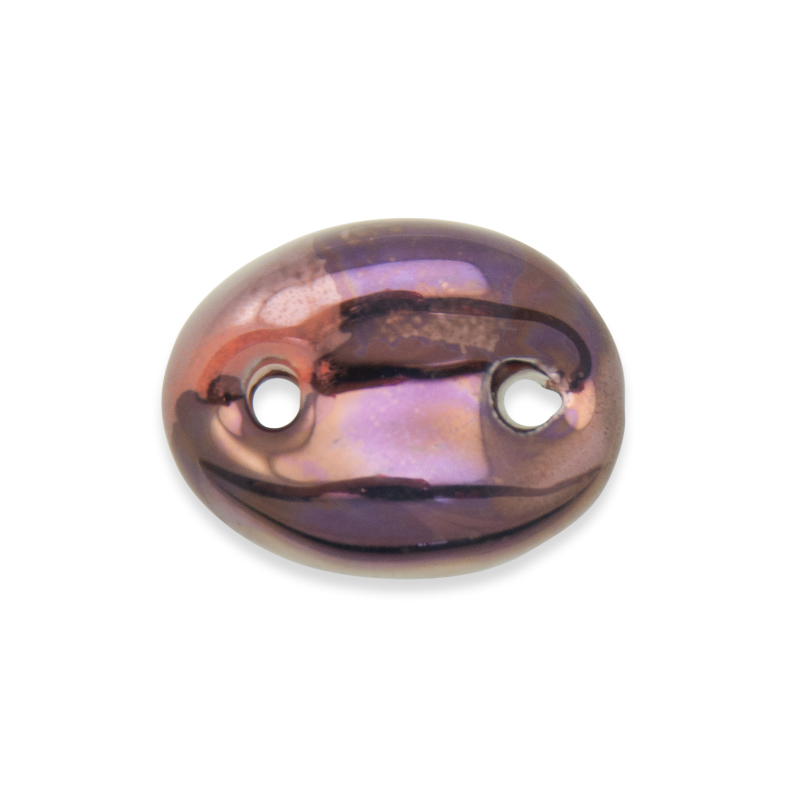 metallic amethyst splash ceramic link oval 30mm | 1pc
