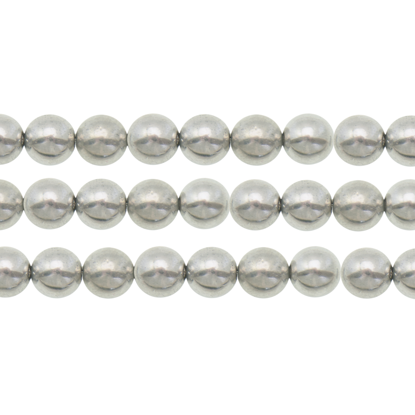 czech glass druk beads - silver round 6mm | 50pc