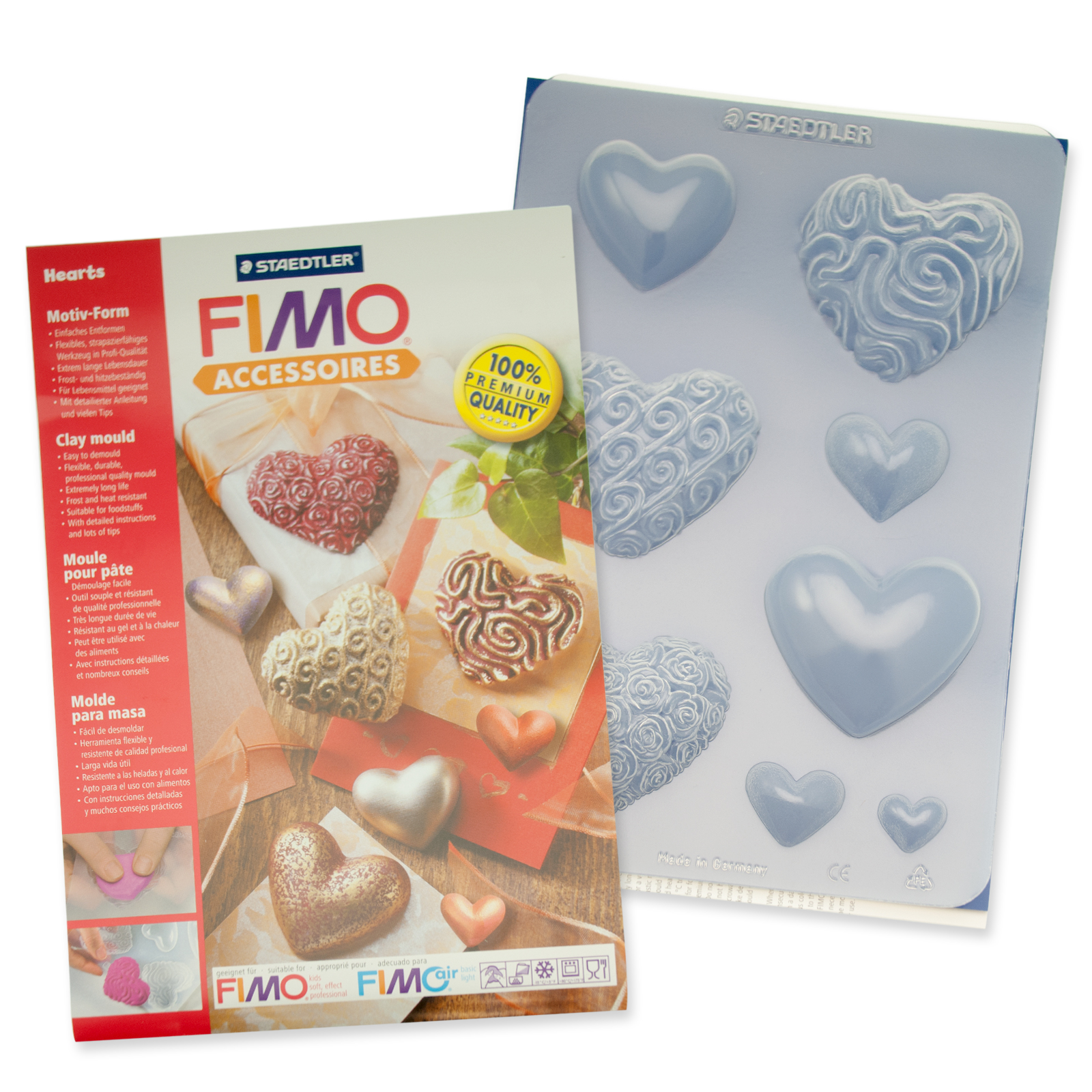 fimo clay mould hearts | 1pc