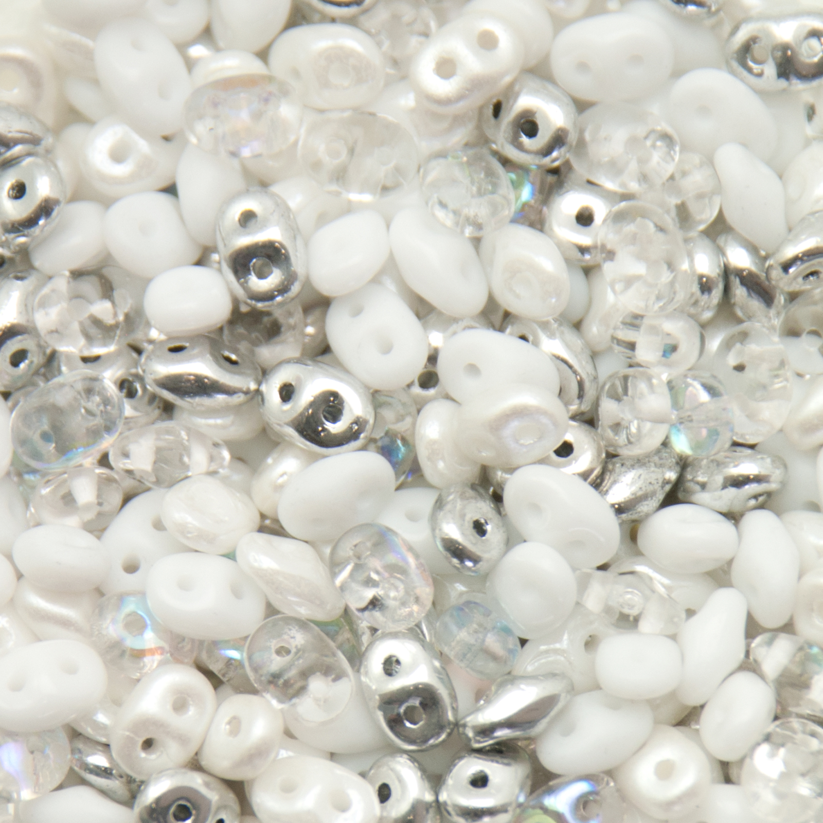superduo seed beads 5x2,5mm - white wedding mix | 10gr