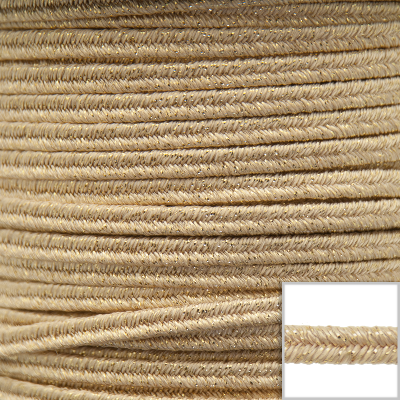 soutache fäden brillante light beige/gold 3,5mm | 2mt