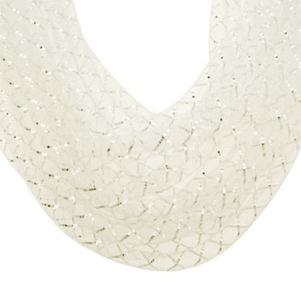 plastic net tubolar mesh - ivory whit silver lined 8mm | 2mt