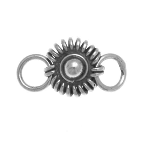 antique sterling silver flower link 14x7mm | 1pc