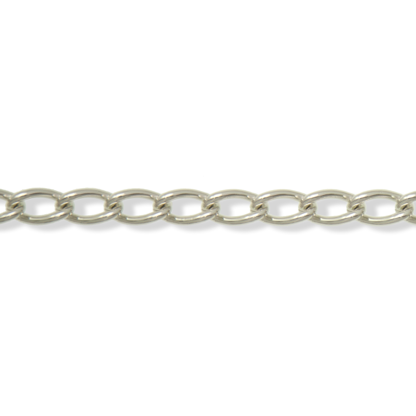 silver color aluminum chain - oval groumette 7x4mm | 1mt
