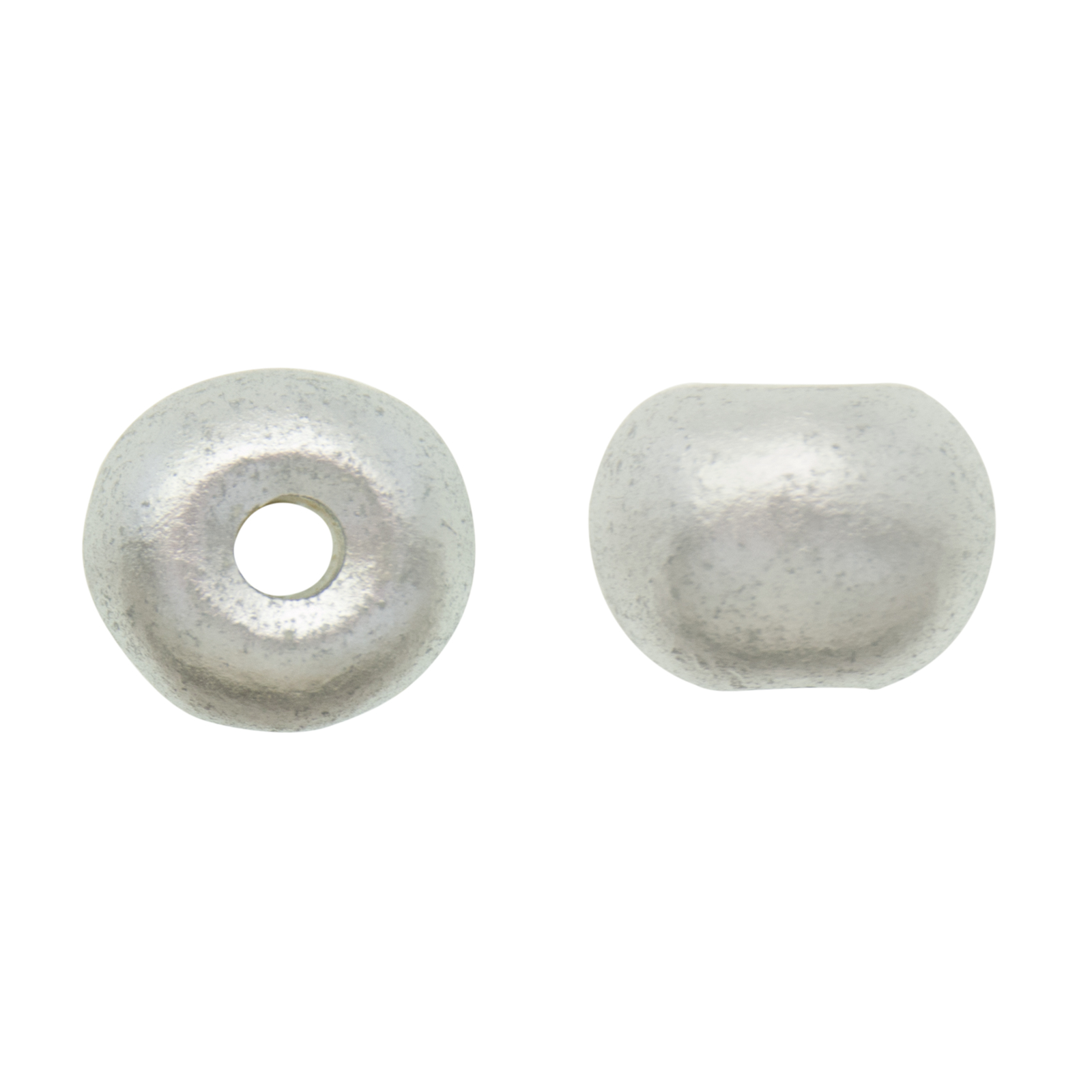 matte silver ceramic beads round 16mm | 2pc