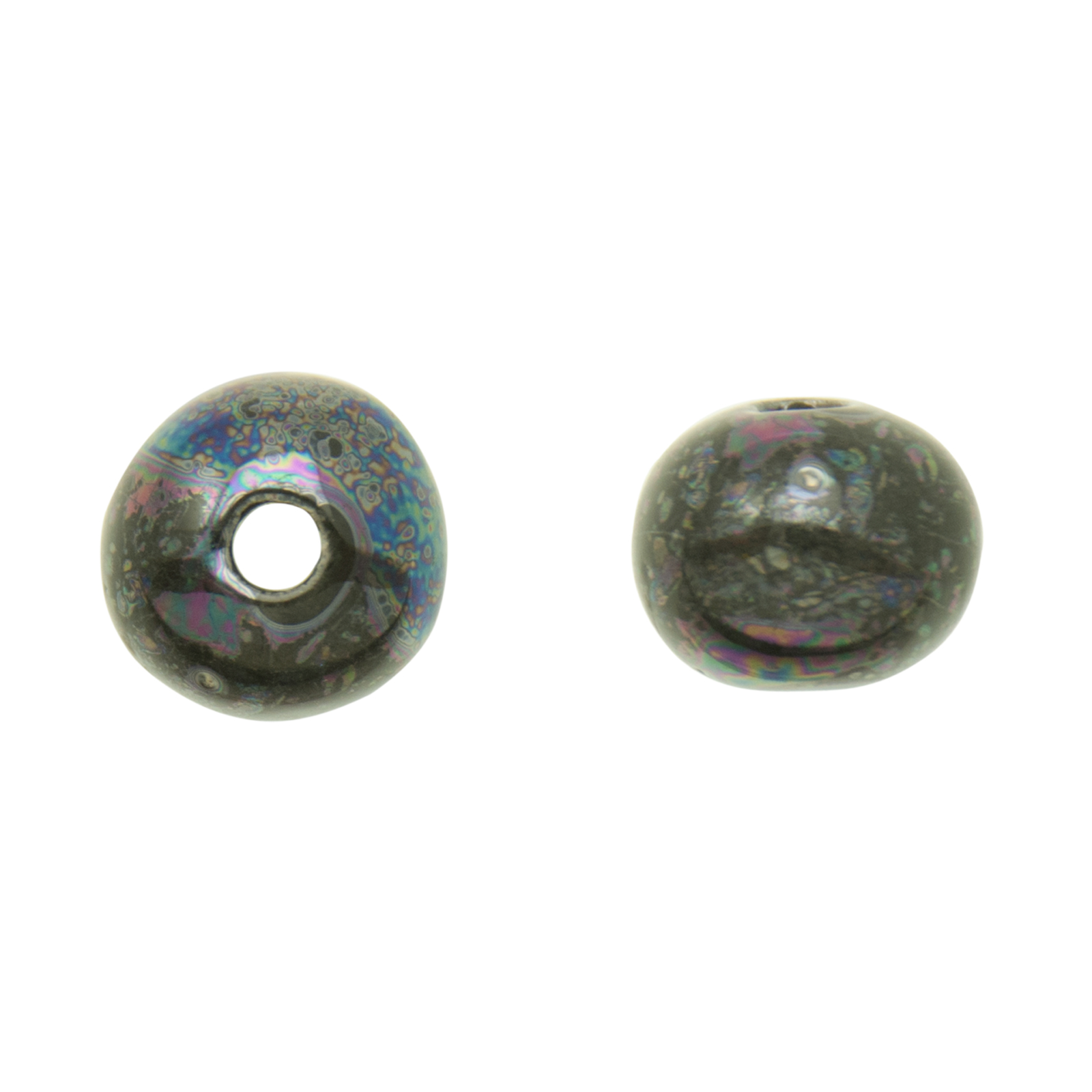 keramik perlen - jet - rund 12mm | 2st