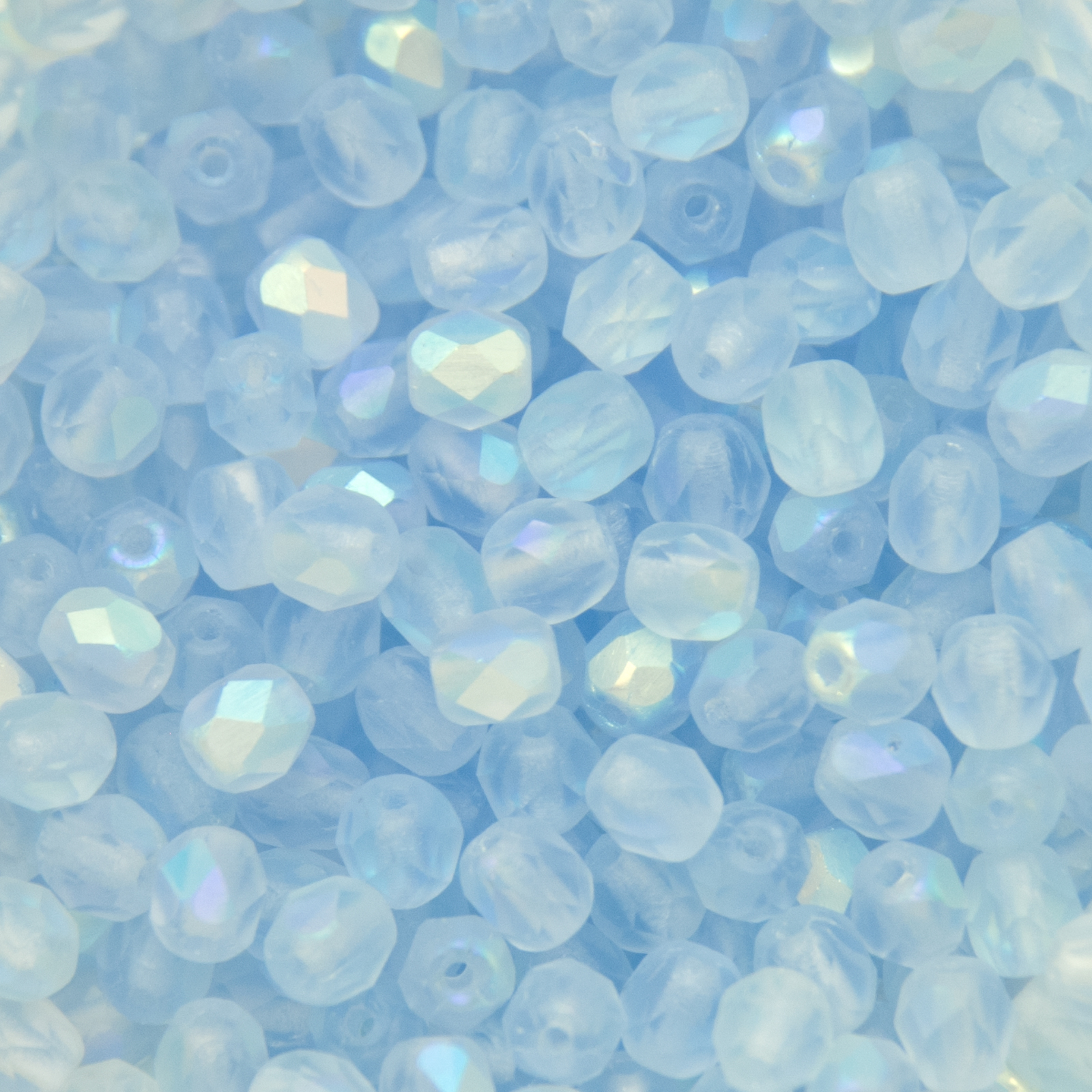 czech fire-polished round beads - matte light sapphire ab 4mm | 50pc
