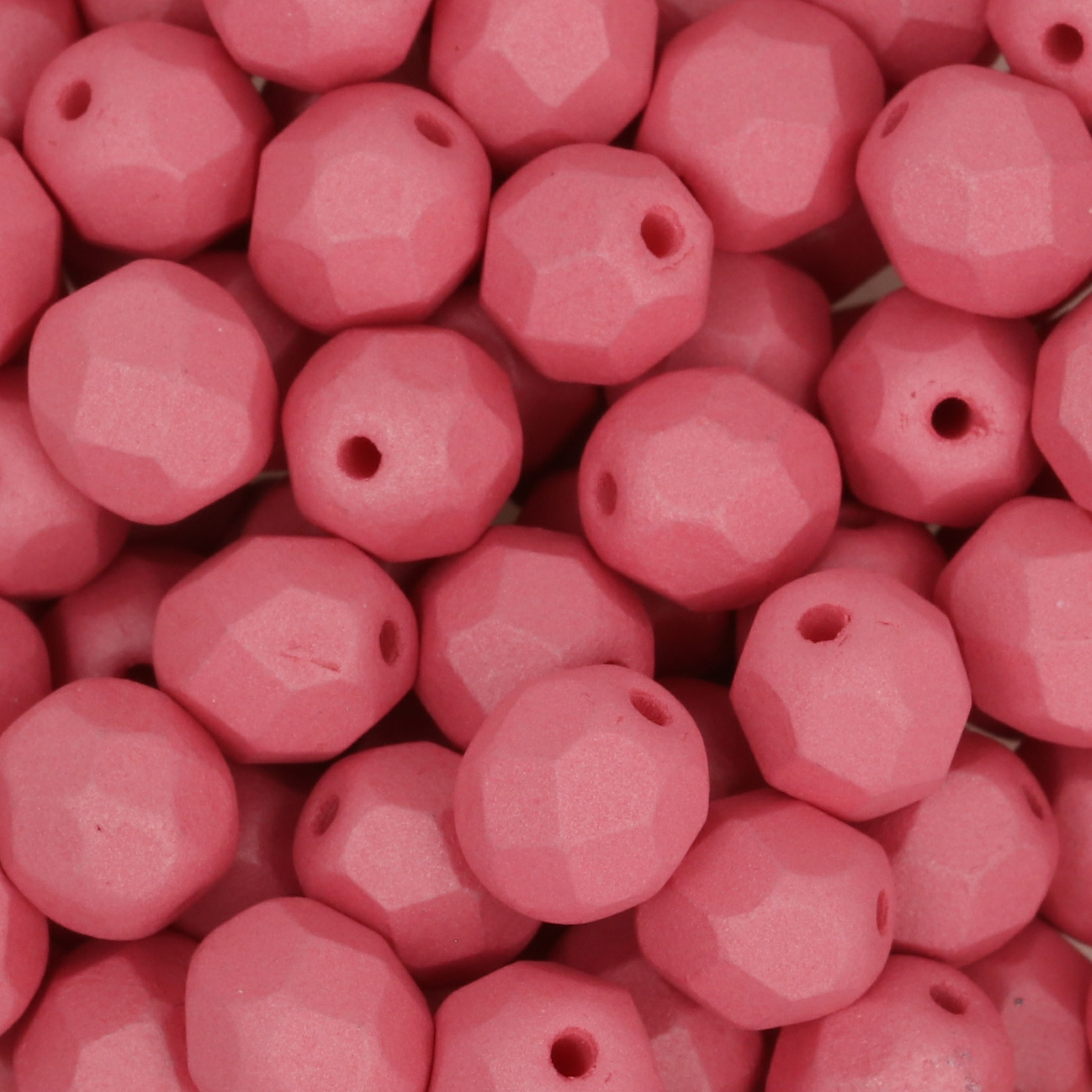 czech fire-polished round beads - silk matte hot pink 6mm | 25pc
